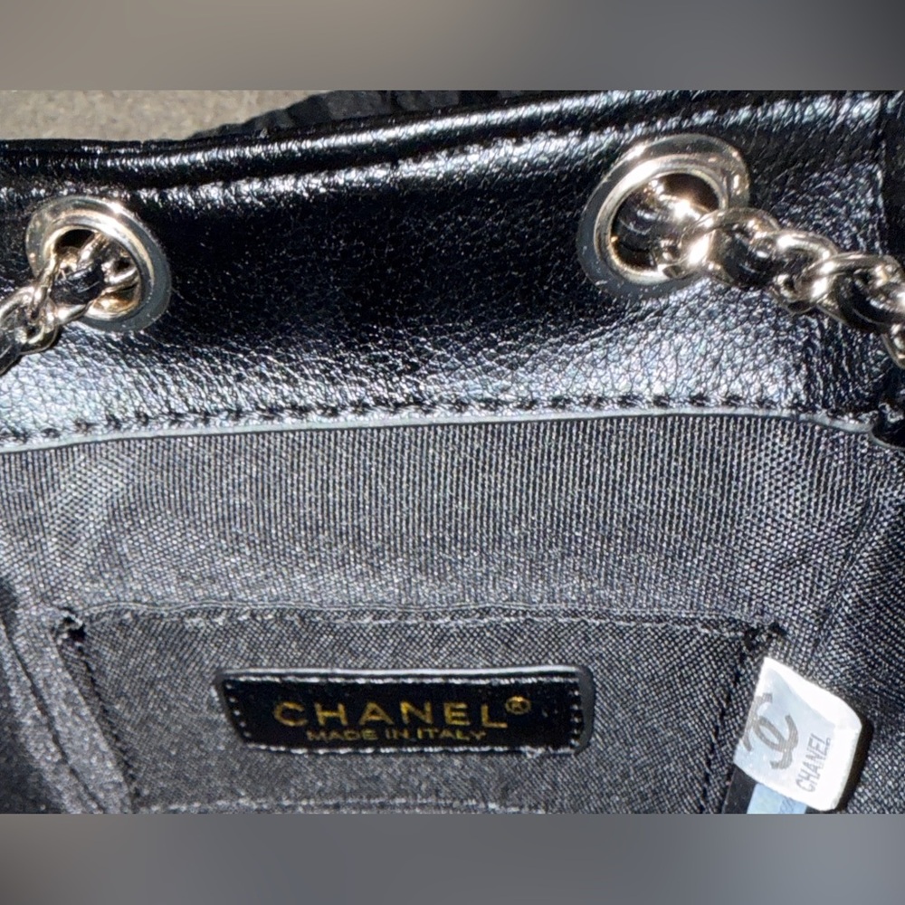 CHANEL Black Quilted Leather Mini Backpack with Gold-Tone Chain - Picture 6 of 6